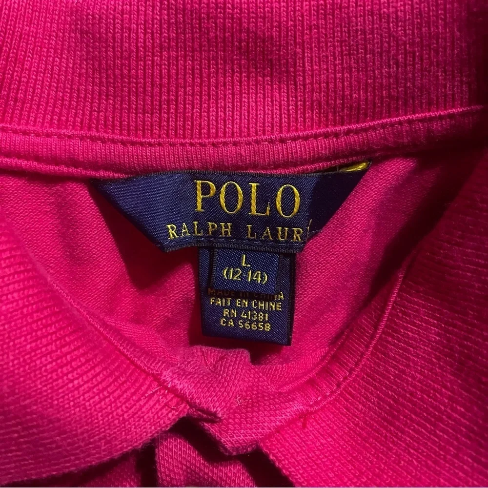 Polo Ralph Lauren Pink Green Pony Long Sleeve Polo Dress